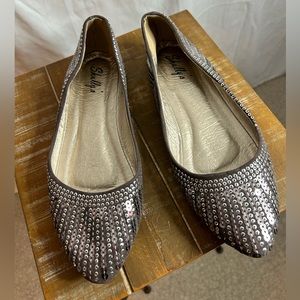 Shully’s Flat Brown Shoe with Metallic Sequence